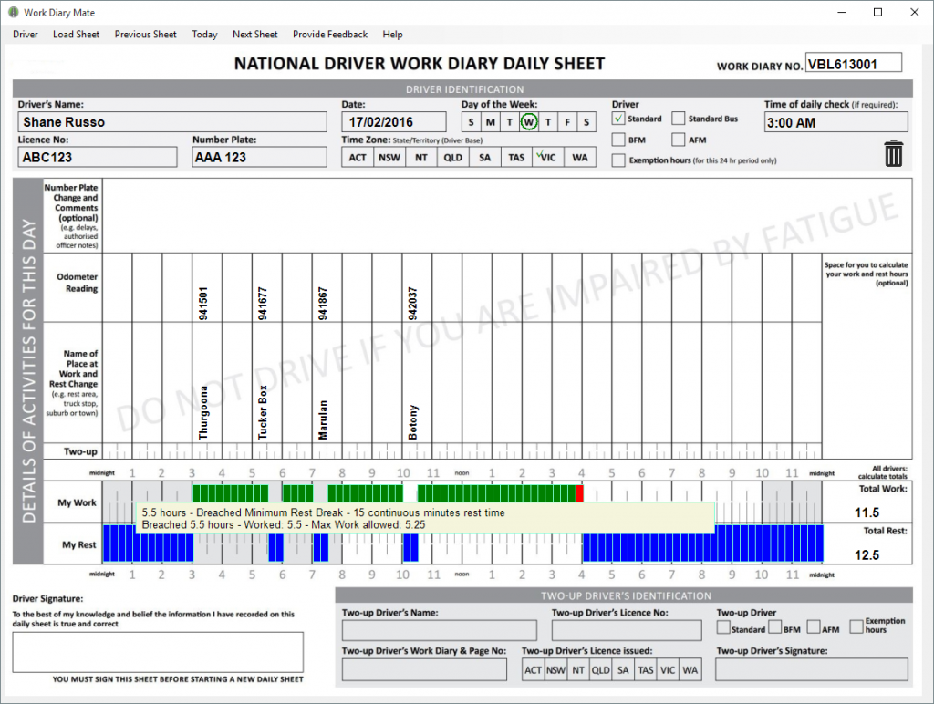 Work Diary Mate Work Diary Heavy Vehicle Log Book CheckerWork Diary 